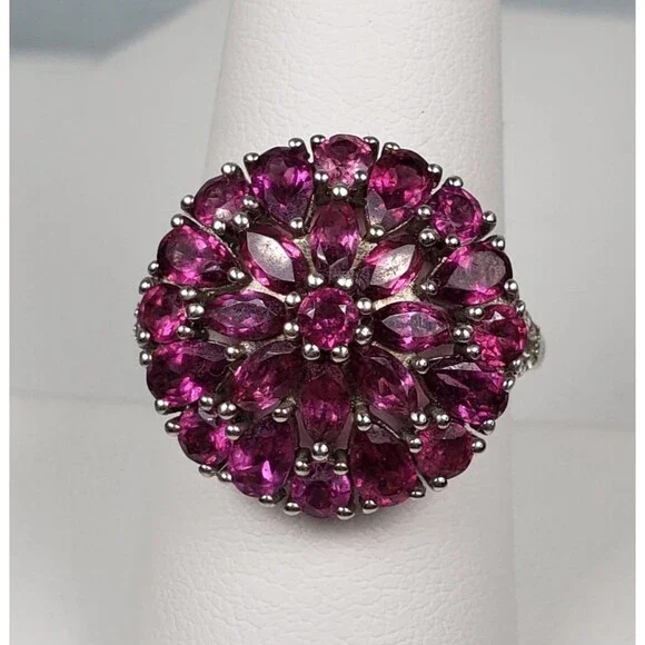 DJoy Signed 925 Sterling Silver Purplish Pink Rhodolite Garnet Ring Size 8.25 - Picture 3 of 16